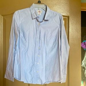 JCrew navy/white stripe button down top